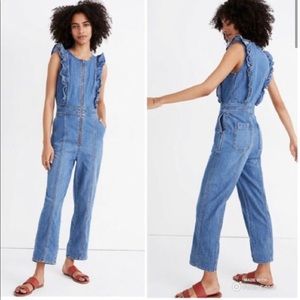 Denim ruffle sleeve romper